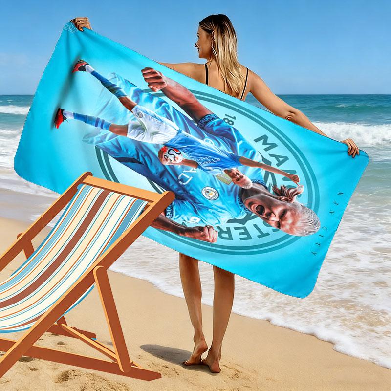 Asciugamano da Spiaggia con Stampa Gol di Haaland, Asciugamano Grande Morbido ad Asciugatura Rapida per Spiaggia Campeggio Nuoto