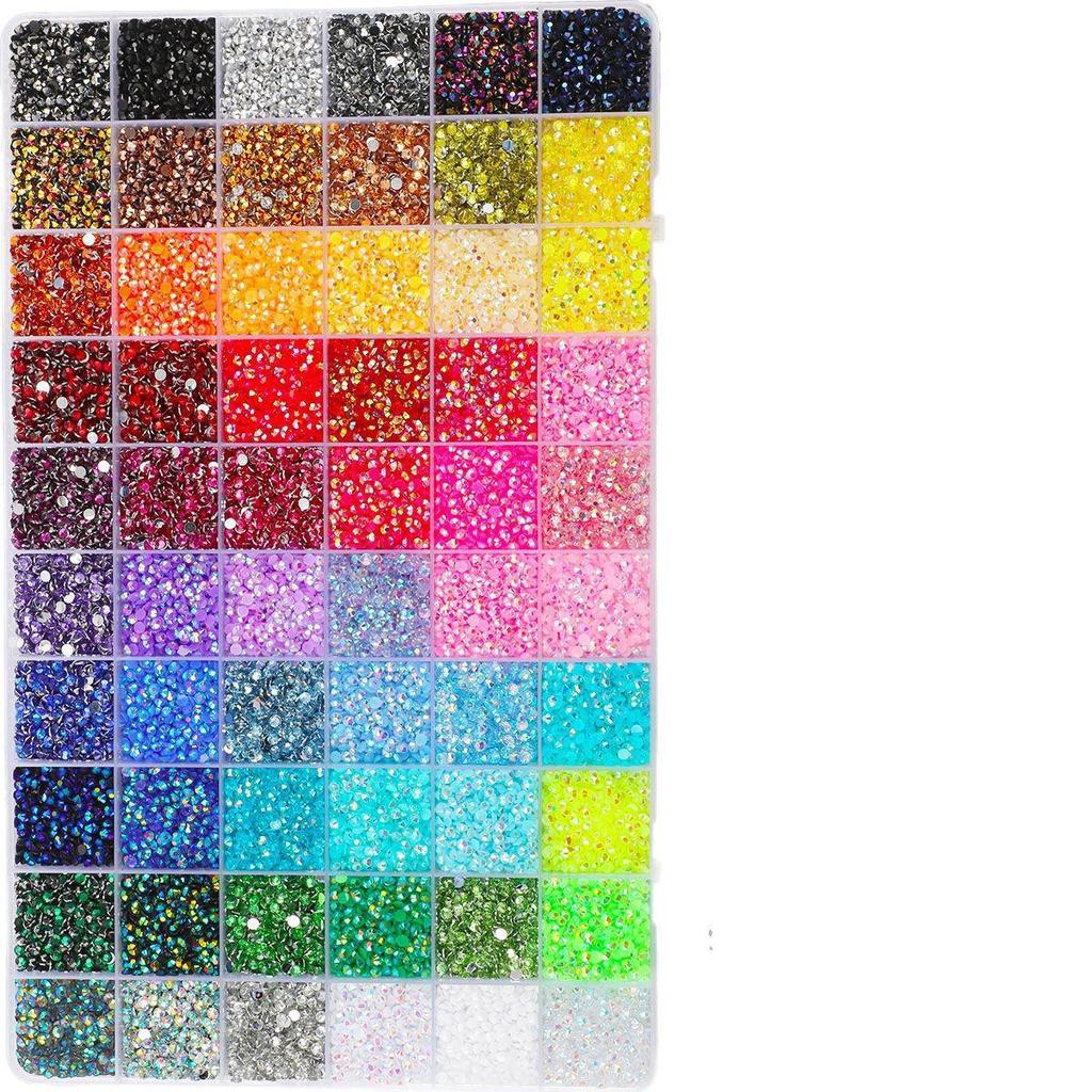 60-Cell 3mm Mixed Color Jelly AB Rhinestone Set for DIY Nails & Clothing