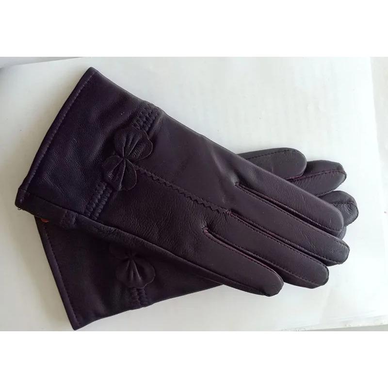 Ženy Zimní zateplené rukavice z pravé kůže Dámské Rukavice z pravé ovčí kůže Dívčí Móda pro řízení Dámské Luxusní Rukavice s vlněnou podšívkou