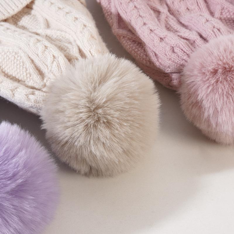 Knitted Hat for Women In Winter Warm Plus Velvet Thickened Wool Ball Wool Hat Korean Style Trendy Versatile Cycling Ski Ear Protection Hat