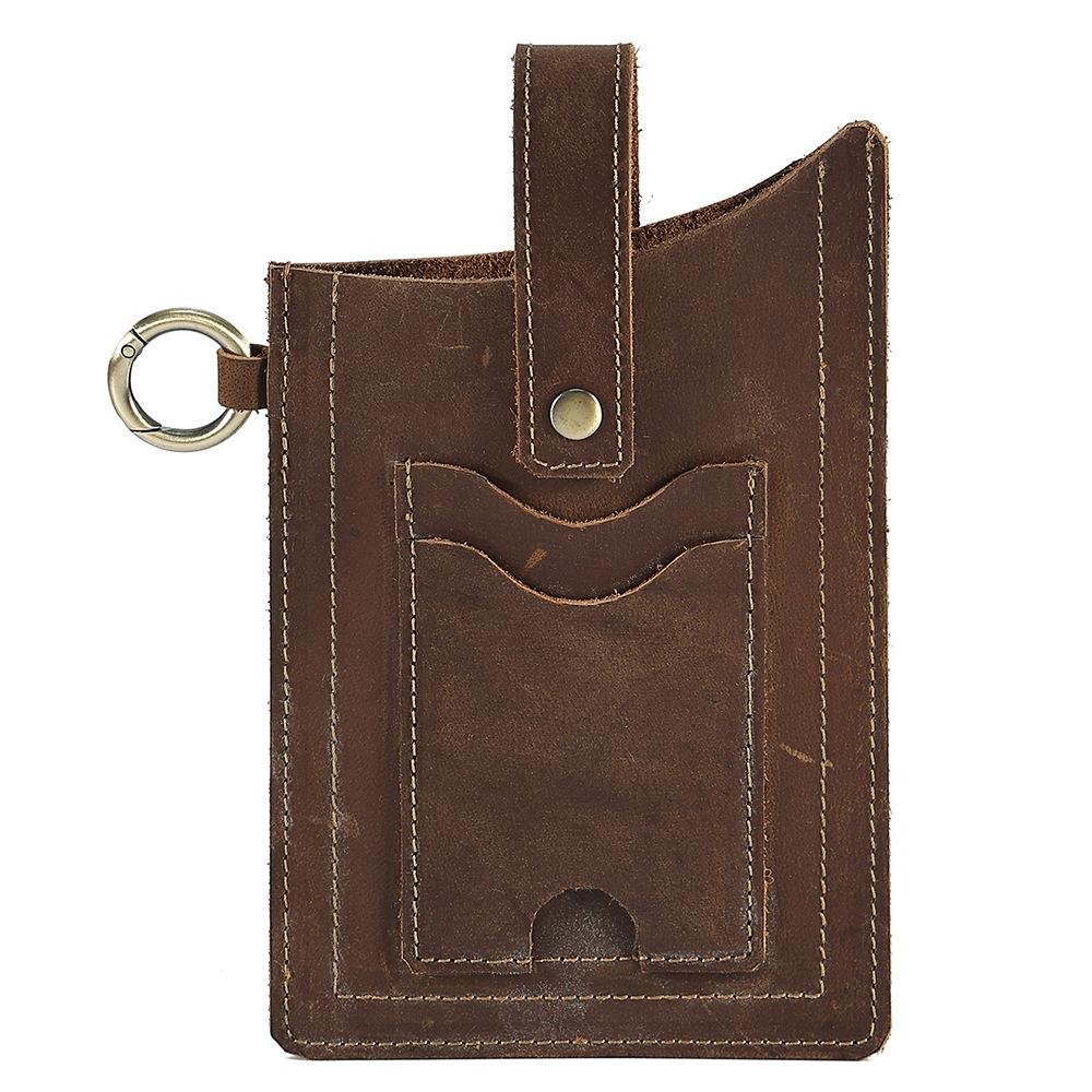 

Men s retro Crazy Horse leather mobile phone bag waist hanging men s high-end leather outdoor sports waist bag 10x3x17.5cm