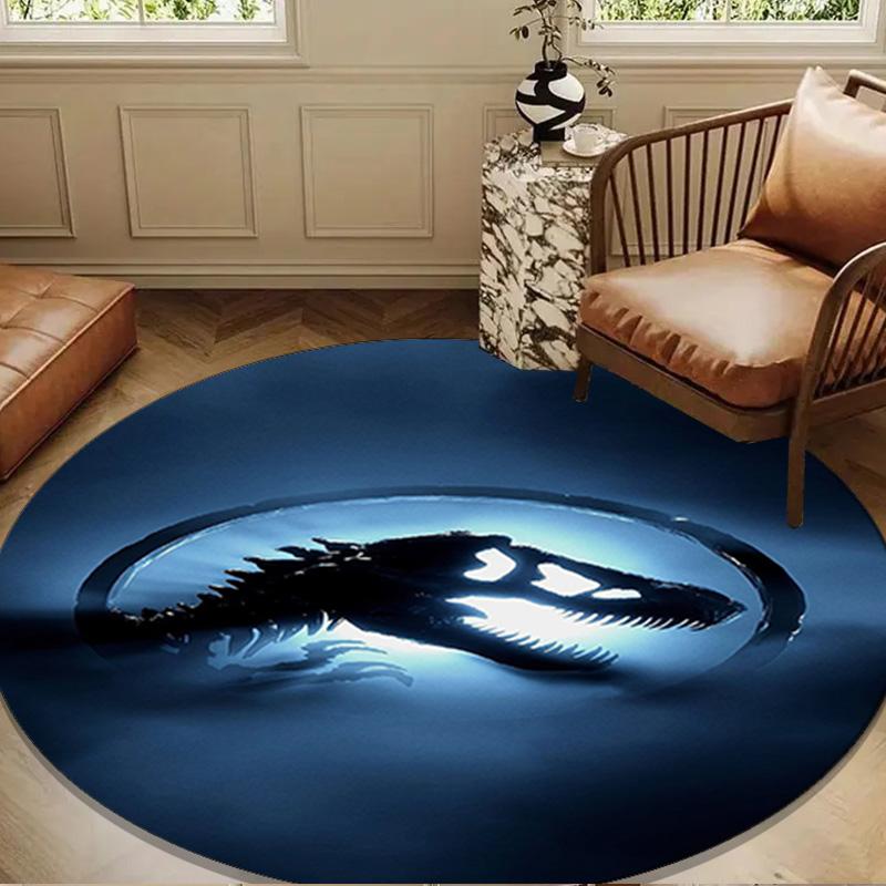 Dinosaur Moonlit Adventure Round Rug for Livingroom,Bedroom, Palyroom, Chair Rug, Area rug, Circle Carpet, Large Size Fan Christmas gift