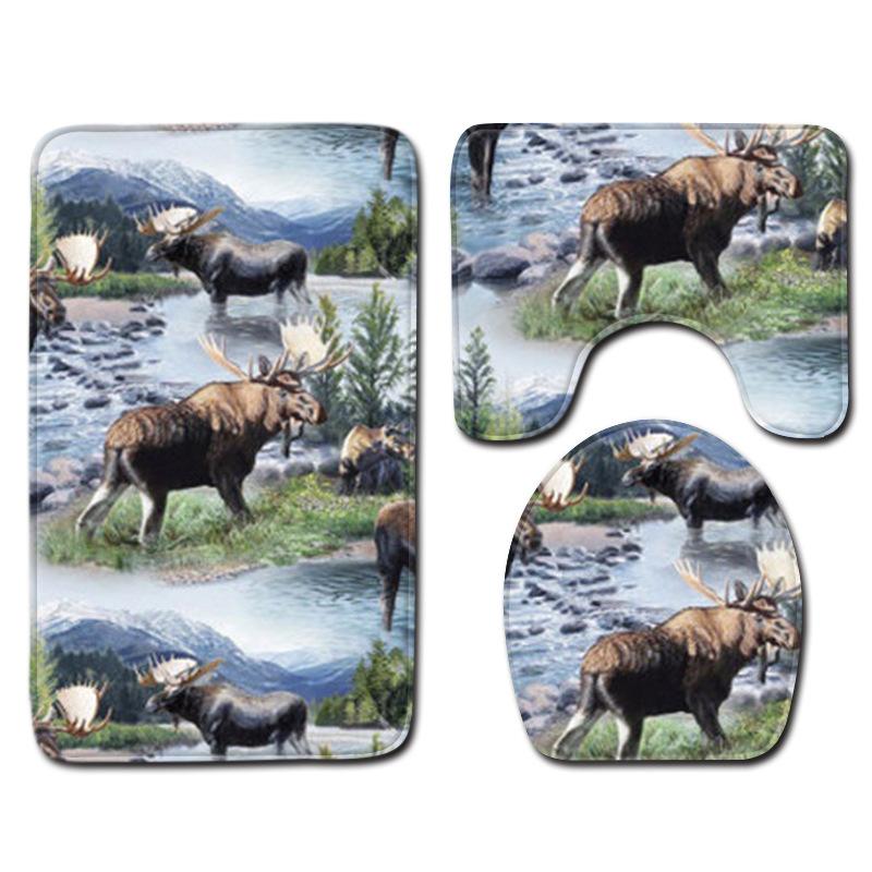 Animal Tree Print Bathroom Decorative Carpet Non-Slip Floor Mat Door Mat