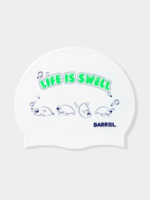 BARREL Kids Seal Friends Silicone Swim Cap White (B5Skasc001Wht)