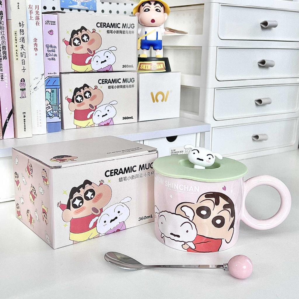 Cute Crayon Small New Cup, Birthday Gift for Boys and Girls, High-value Ceramic Mug with Lid, Couple Coffee Cup