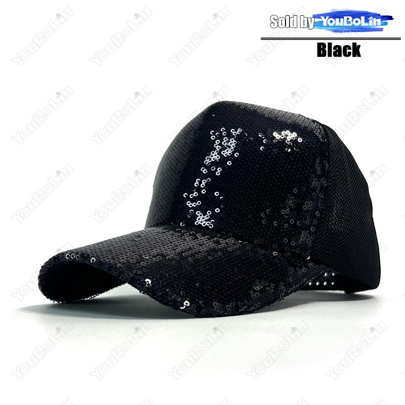 New Fashion Unisex Adjustable Baseball Cap With Shiny Sequins Rainbow Sequins Classic Men Women Outdoor Casual Sport Trucker Hat