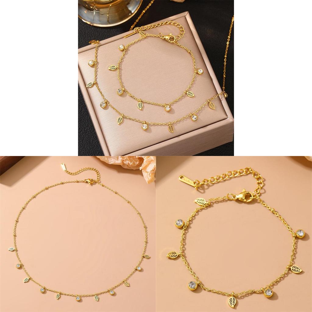 Fashionable Gold Tone Metal Leaf Pendant Necklace With Rhinestone Decoration For Womens Accessories
