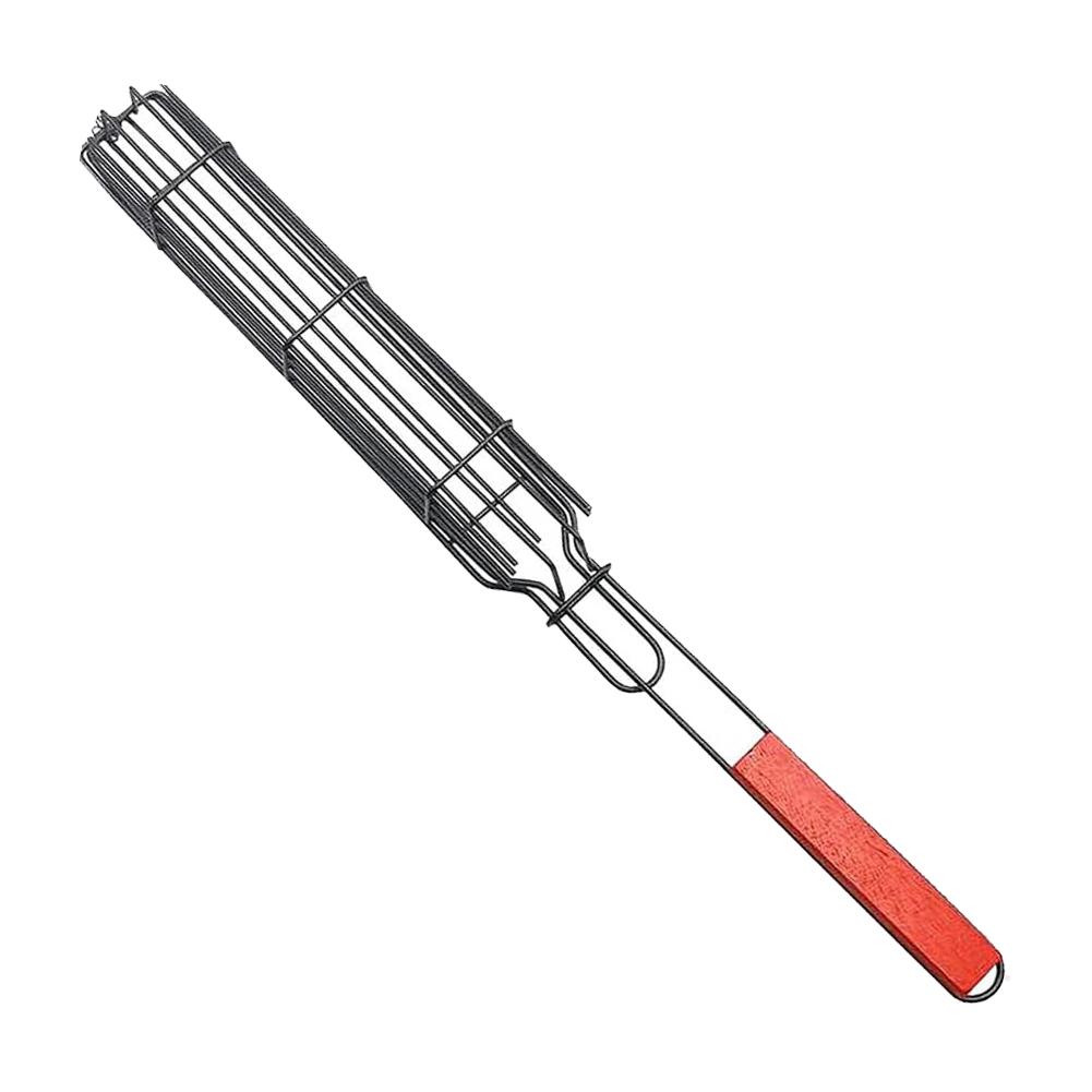 BBQ Grilling Basket Reusable Outdoor Camping BBQ Rack Anti-Corrosion Rolling Grilling Basket 19.3*1.96 Inch for Camping Picnic красный