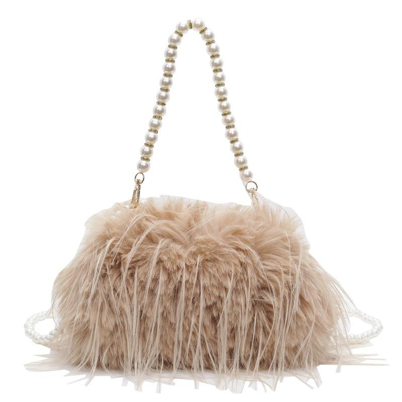 Geantă de pluș pentru femei de capacitate mare 2024, nouă, de toamnă și iarnă, geantă de mesager versatilă, pufoasă, de mână