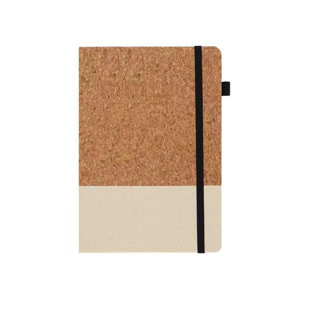 Custom Logo Eco-friendly A5 Cork Wood Cover Notebook with Cork Pen (White,22*15*2)