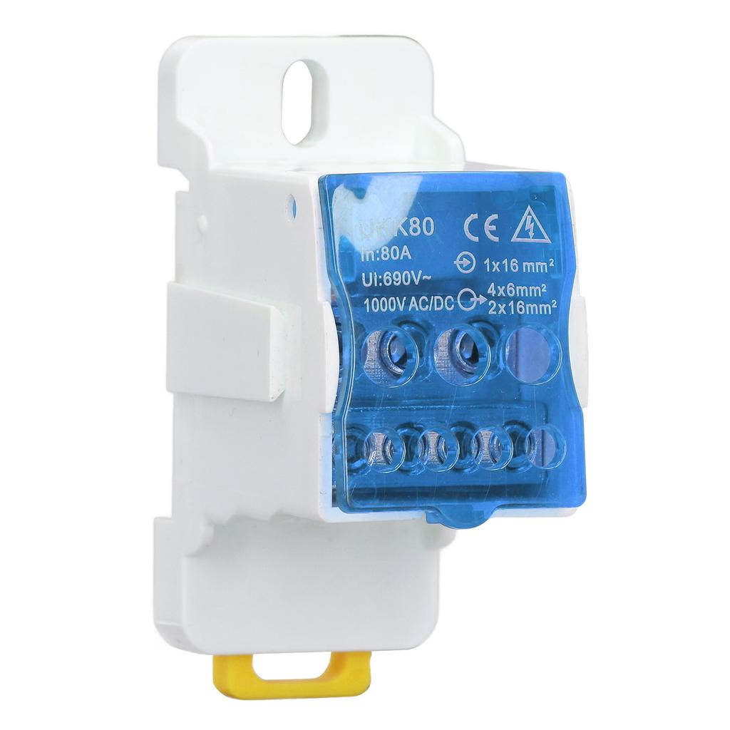 690V 80A DIN Rail Terminal Block Distribution Box Spliceable Brass Conductor Terminal Junction Box