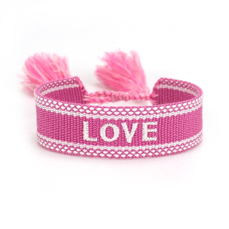 Handmade European Style Embroidered Love Bracelet with Tassels for Girls