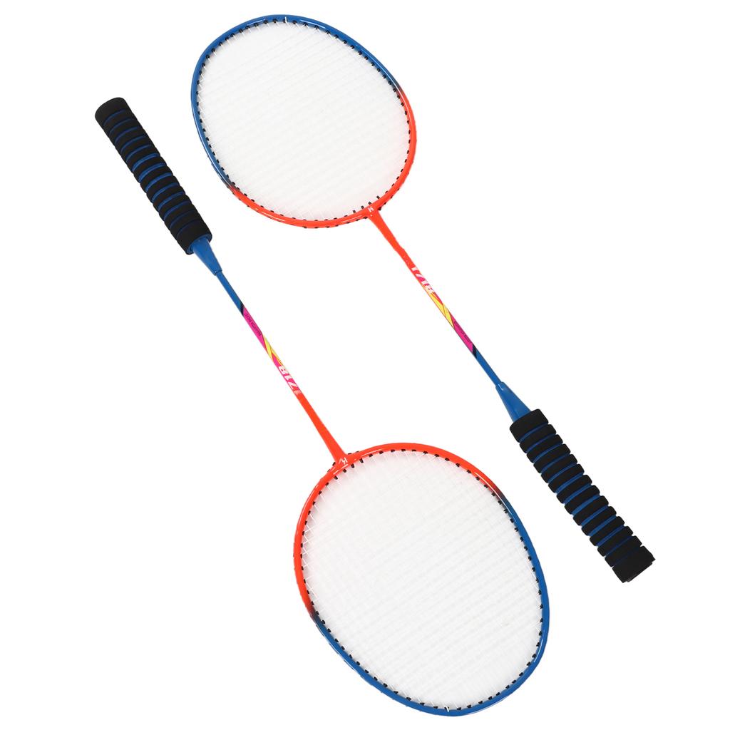 Badminton Racquets Set Lightweight Iron Alloy One Piece Double Rackets with Storage Bag for Beginner