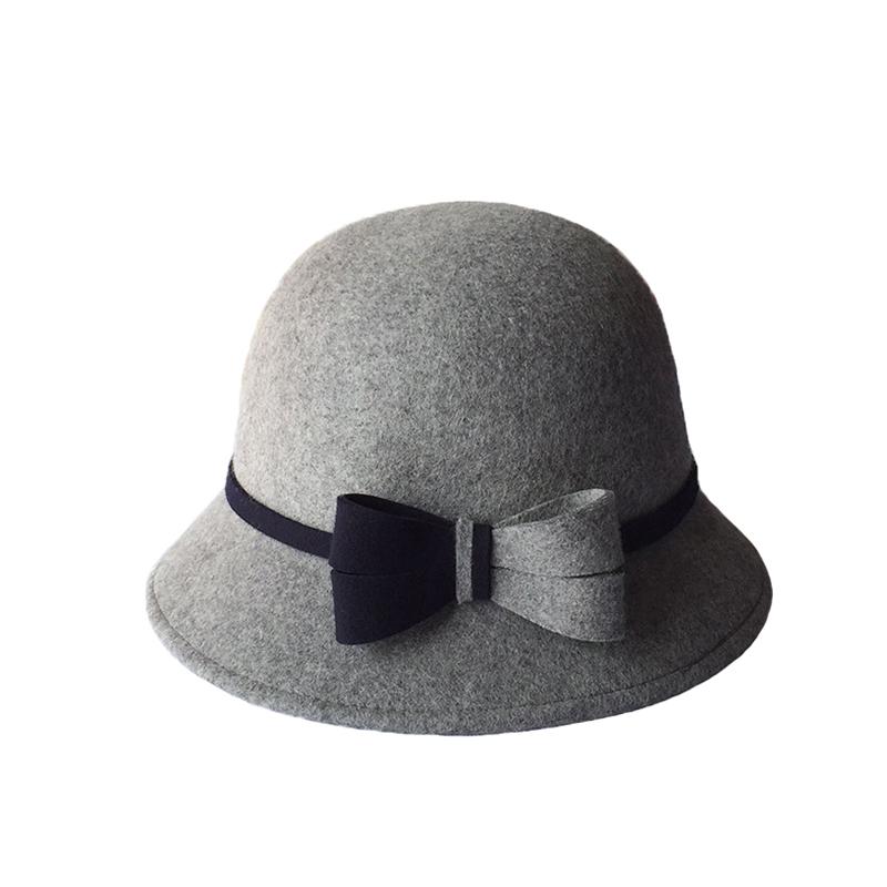 Weibliche Fedoras Wolle Hut Erwachsene Winter Warme Fedoras Hüte Breiter Krempe Fischer Kappe Herbst Winter Becken Kappe Elegante Bogen kappe B-8788