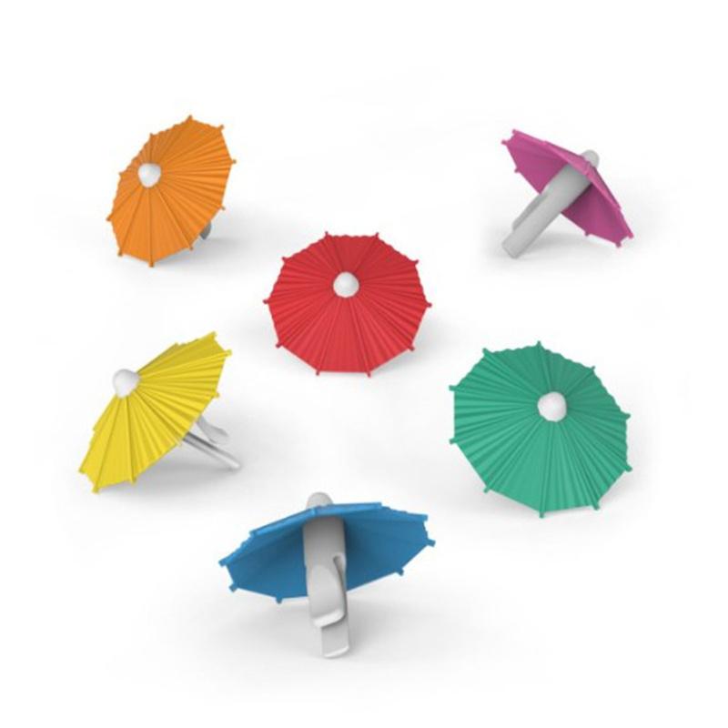 6pcs/set Umbrella Shape Wine Glass  Label Wine Glass Marker Cup Identifier (6 colors mixed)