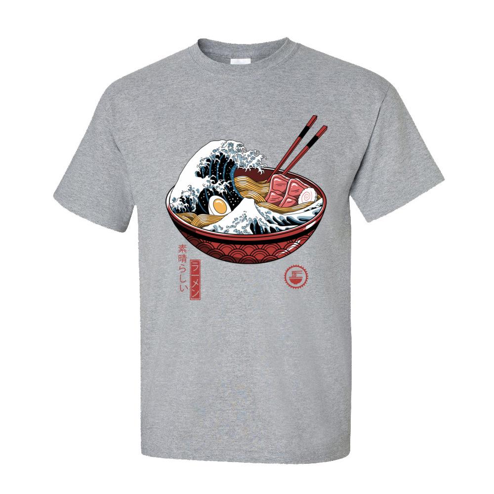 Printen Geweldige Ramen Golf Wit T-shirt voor Mannen Klassieke Japan Stijl Ronde Hals 100% Katoen Korte Mouw T-shirt Noedel T-shirts