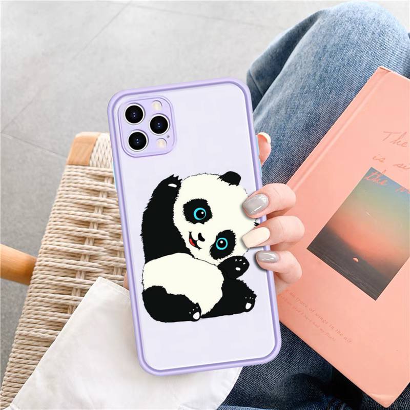 Cute Panda Phone Case for iPhone X XR XS 7 8 Plus 11 12 13 Pro MAX 13mini Translucent Matte Case