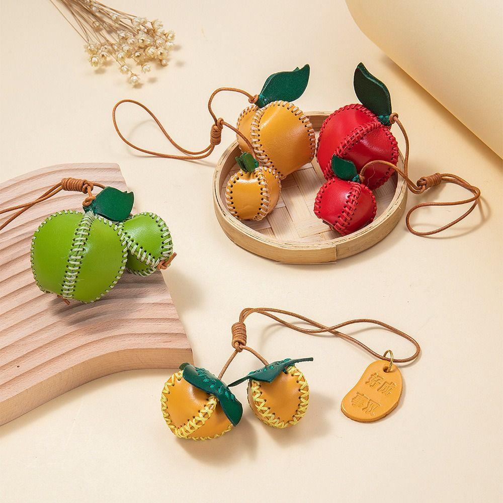Strawberry Fruit Pendant Pear Bag Pendant Cute Leather Keychain Women