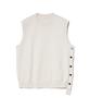Irony Porno White Line 86-Iroj364 Side Button Slit Knit Vest Beige