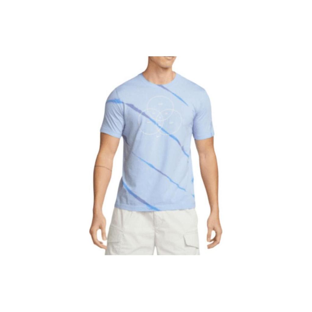 Nike T Shirts Men's Light Blue Crew Neck Moderate Straight Fit DQ1077-548