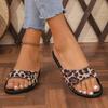 Fashion Women's Slippers Leopard Print Flat Shoes 2025 Summer New Women Flip-flops Anti Slip Fashion Comfortable Outdoor Beach Slippers