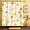 Abstract Point Shower Curtain Green, Orange And Beige White Circle, Minimalist Modern Art Of Contemporary Bathroom Decoration