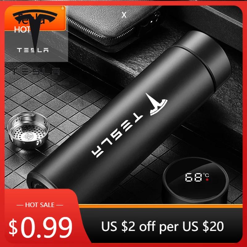 Autoaufkleber Tesla 304 Edelstahl Tragbar Auto smart Thermosflasche mit Temperaturanzeige Für TESLA MODEL X S 3 Y Auto Emb
