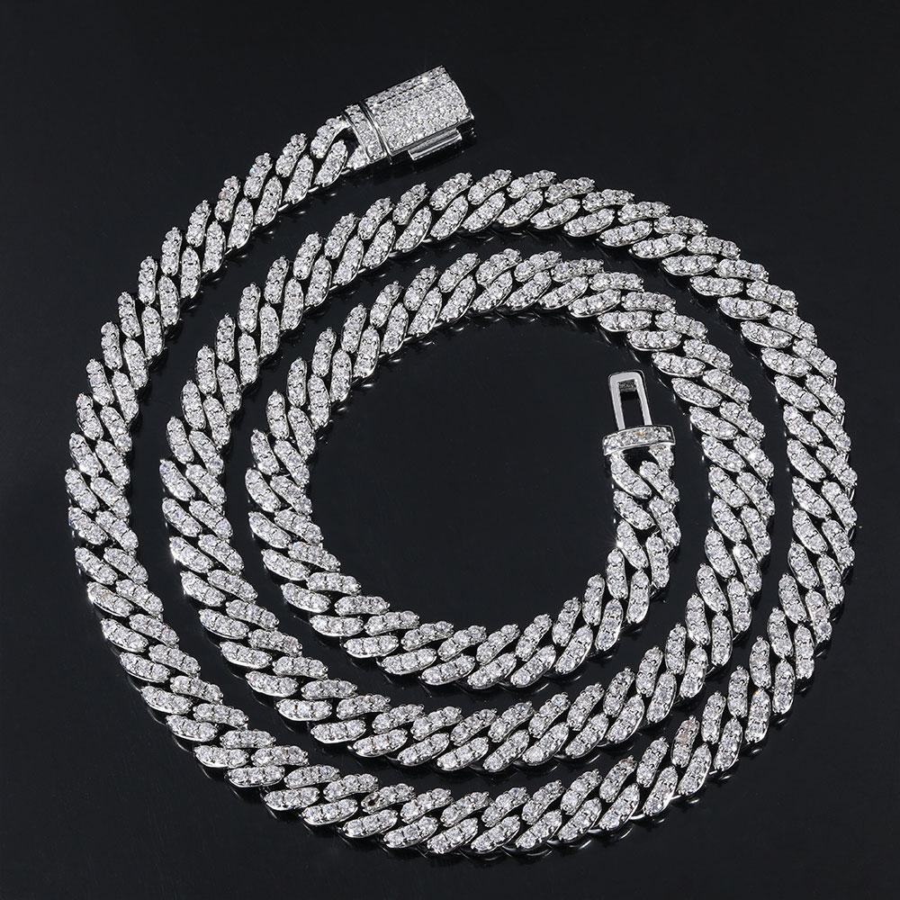 8mm Hip Hop Jewelry Diamond Iced Out Silver Thick Cuban Link Chains for Girl Cuban Necklaces Women