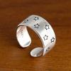 925 Sterling Silver Rings for Women Couple Minimalist Handmade Simple Wide Star Ring Fine Jewelry Gift Prevent Allergy