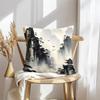 Chinese Ink Style Cushion Cover Soft Plush Throw Pillow Cover | Double-Sided Decorative Cushion Case | Sofa Bedroom Home Decor