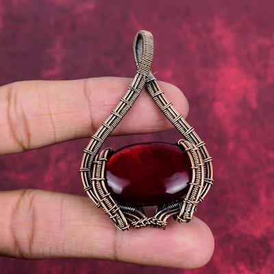 Colgante de labradorita de fuego rojo, colgante envuelto en alambre de cobre, joyería hecha a mano, nueva, colgante de piedra preciosa auténtica, joyería envuelta en alambre, regalos para mamá