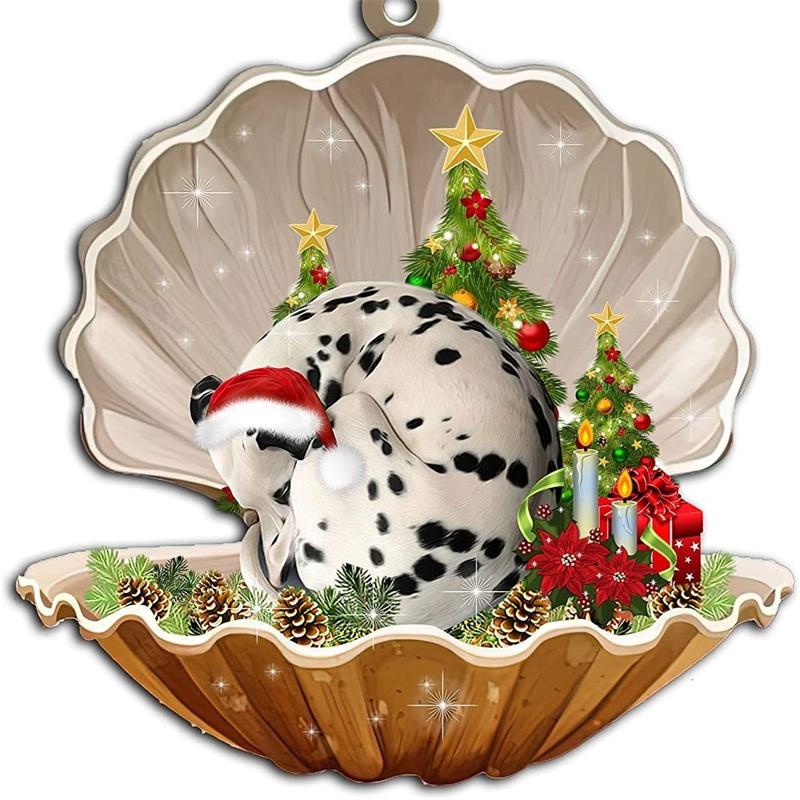 Cute Cartoon Acrylic Car Hanging Decoration For Christmas Tree Shell Sleeping Dog