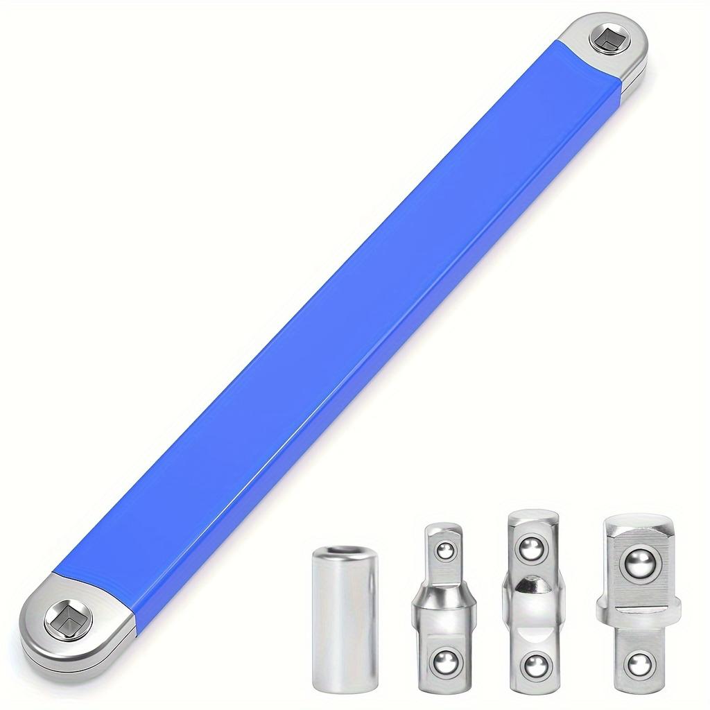 Offset Extension Wrench,with 1/2", 1/4" and 3/8" Square Drive Adapters,15-Inch Tight Reach Extension Wrench Set