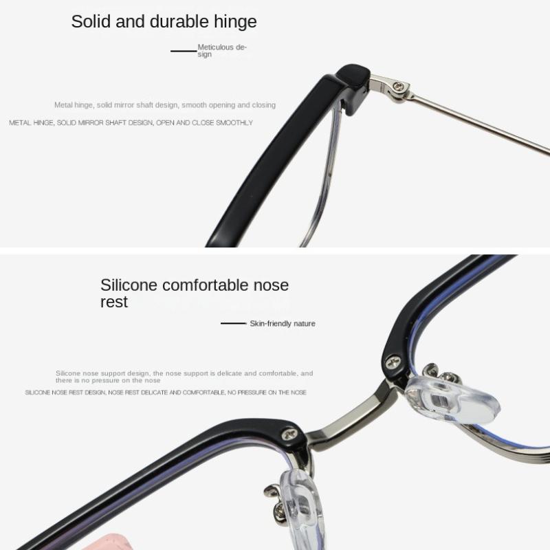 Fashion Square Reading Glasses Anti Blue Light Metal Frame Presbyopic Glasses for Men Women 0 To +4 0 Computer Eyewear