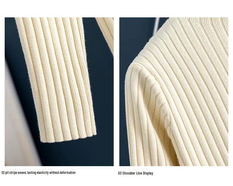 Plus-Size Women's Thickened Winter Long Knitted Wool Dress with Half-High Collar