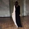 2024 Autumn/Winter Women's European Retro Color Block Slimming Long Sleeve Evening Dress