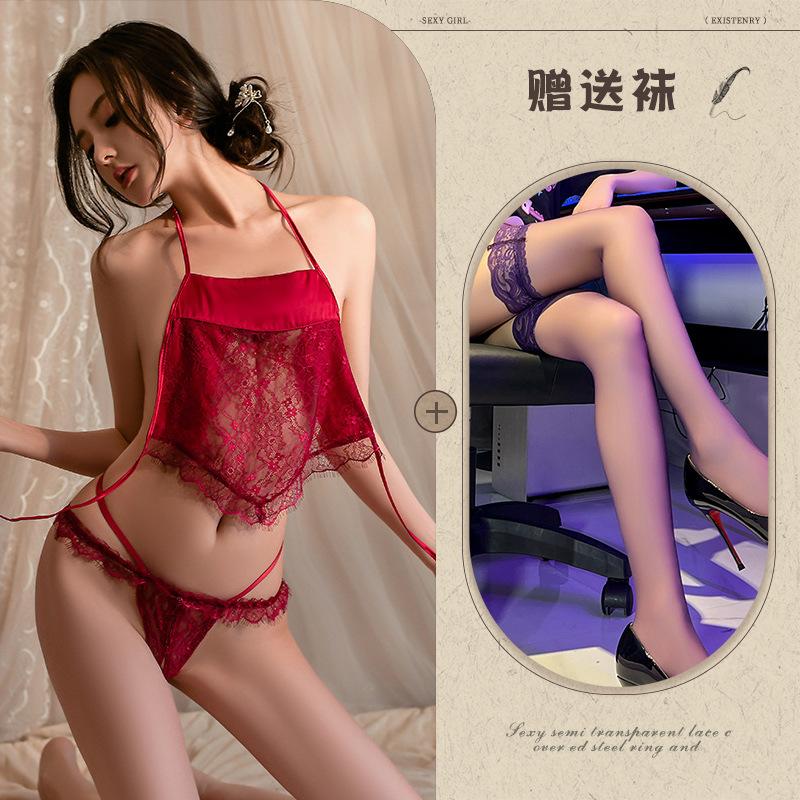 Sex Underwear Pure Desire Sexy Lace Temptation Belly Pocket Hot Open Gear Free Set