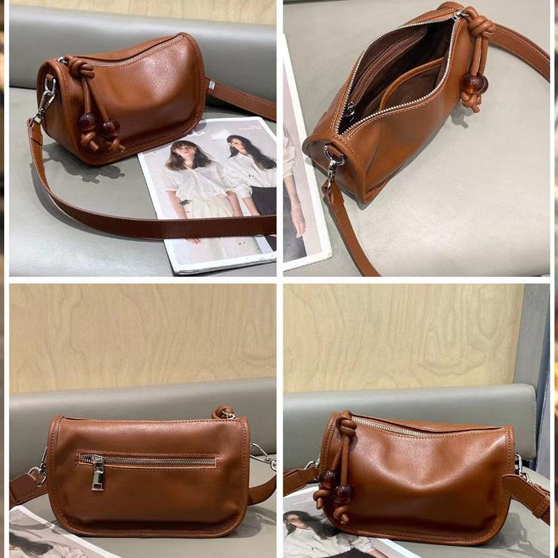 Genuine Leather Dumpling Bag Women's Casual All-Match Cowhide Bag Mini Shoulder Crossbody Bag Mobile Phone Bag