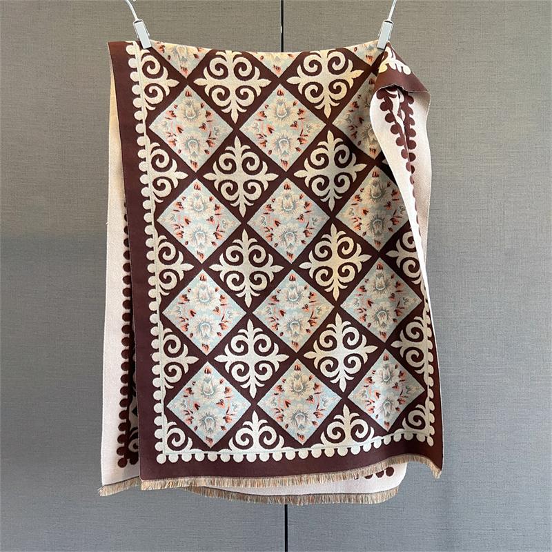 Winter Warm Cashmere Scarf for Women Luxury Print Pashmina Shawl Wrap Neckerchief Female Bufanda Echarpe Design Headband