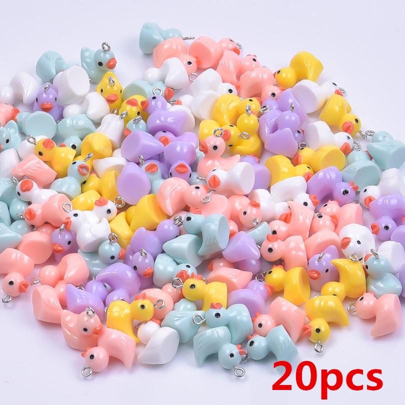 10/20/30/50pcs Kawaii Yellow Duck Charms For Jewelry Making Supplies Resin Material Wholesale DIY Keychain Earring Charm Pendant