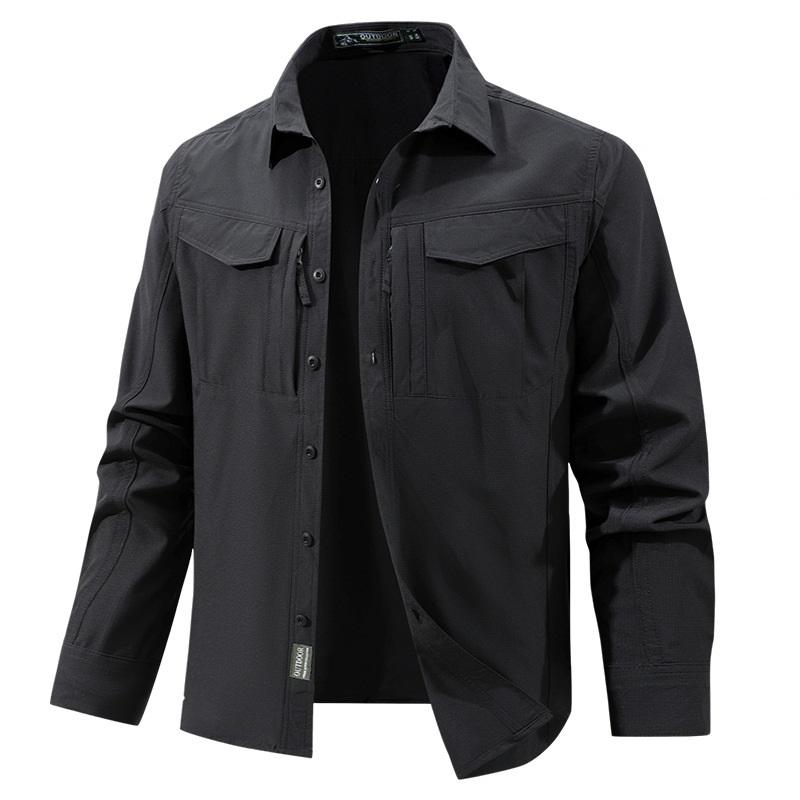 Men Tactical Shirt Men Quick Dry Long Sleeve Cargo Shirts Outdoor Casual Breathable Multi-pocket Hiking Fishing Work Shirt