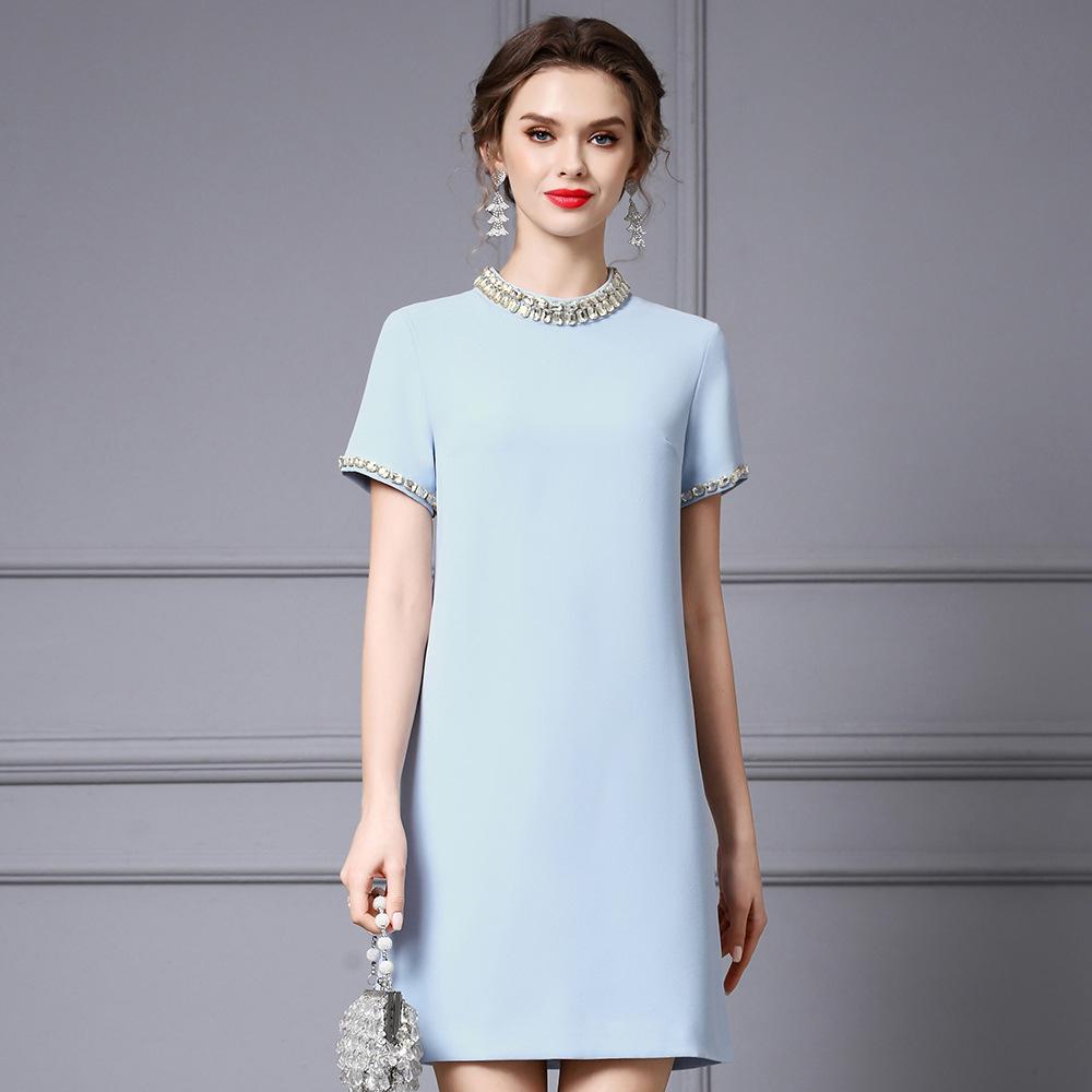 

Zhilimei 2025 Summer Women s Unique Beaded A-Line Dress, Tummy-Covering, High-End Design M