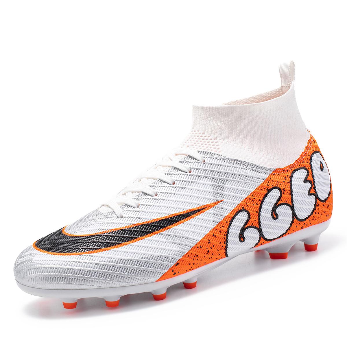 

TF/FG Adult Outsole Non-Slip Unisex Soccer Shoes Men Lightweight Breathable Cleats Sneakers Youth Outdoor Society Football Boots 35 білий