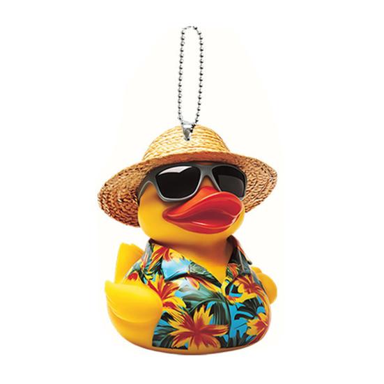 Car Rearview Mirror Pendant Cartoon Duck Key Chain 2D Acrylic Flat Car Ornament Safe Driving Accessory