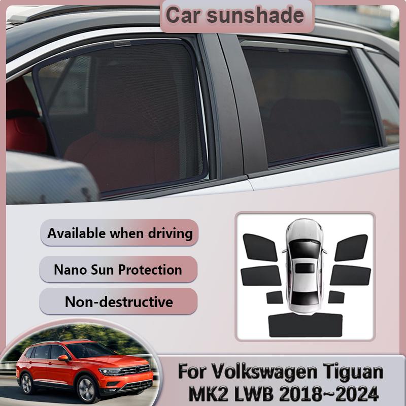 For Volkswagen VW Tiguan MK2 LWB 5-Seats 2018~2024 Car Magnetic Mesh Sunshade Sun Visors Sunscreen Window Curtains Accessories