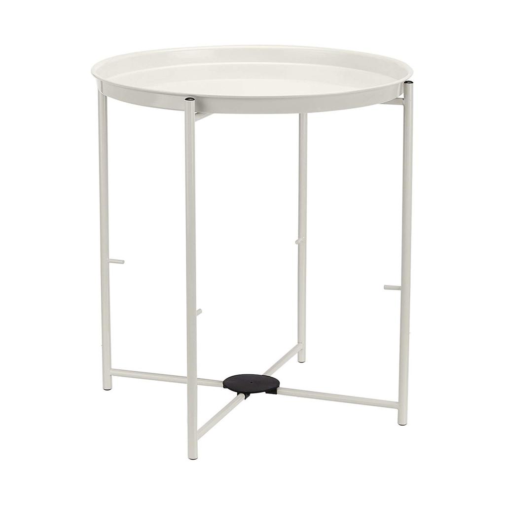 Amazon Basics Round Side Table with Storage Basket, White X Heather Gray, 48cm H X 44.96cm W X 44.96cm D