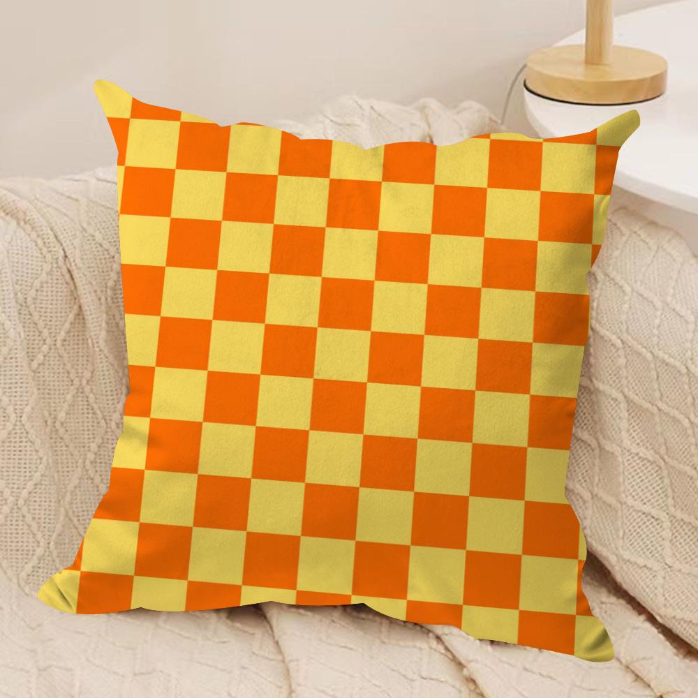 Checkerboard Plaid Cushion Cover Soft Plush Fabric Double-Sided Printed Sofa Cushion Cover for All Seasons Home Decor Gift