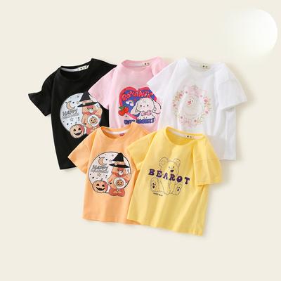 Dziecięca odzież letnia T-shirt z czystej bawełny dla chłopców Outdoor modny krótki rękaw dla małej dziewczynki uniwersalny cienki letni T-shirt