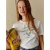 American Vintage Sports Style University of California Letter Design Sense Print Cotton Shoulder Short Sleeve T-shirt Women