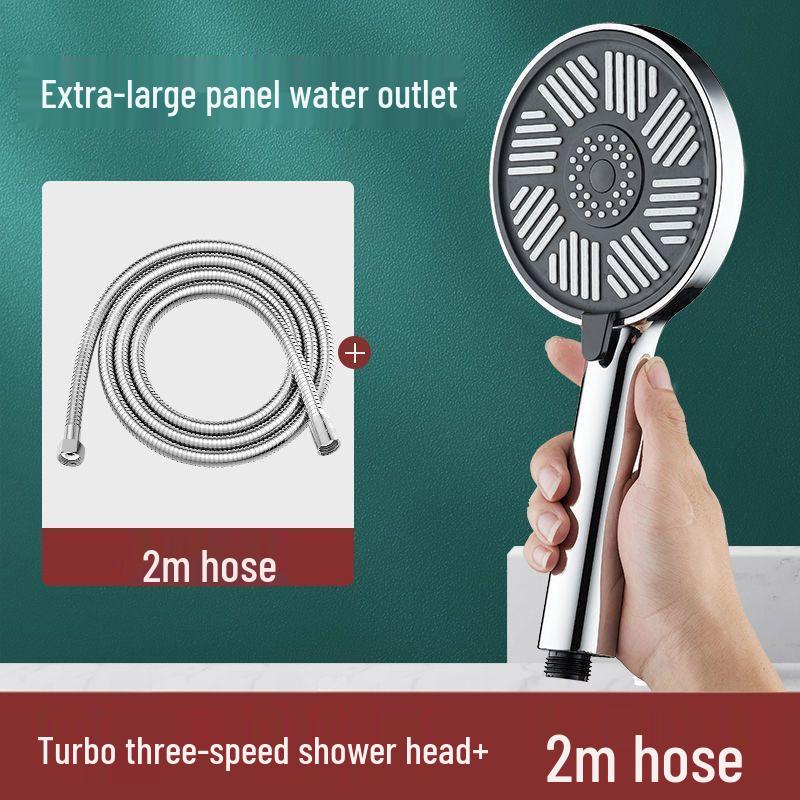 Trycksatt duschhuvud med stor panel och 3 inställningar, inklusive slang - Bath Master Lotusdesign